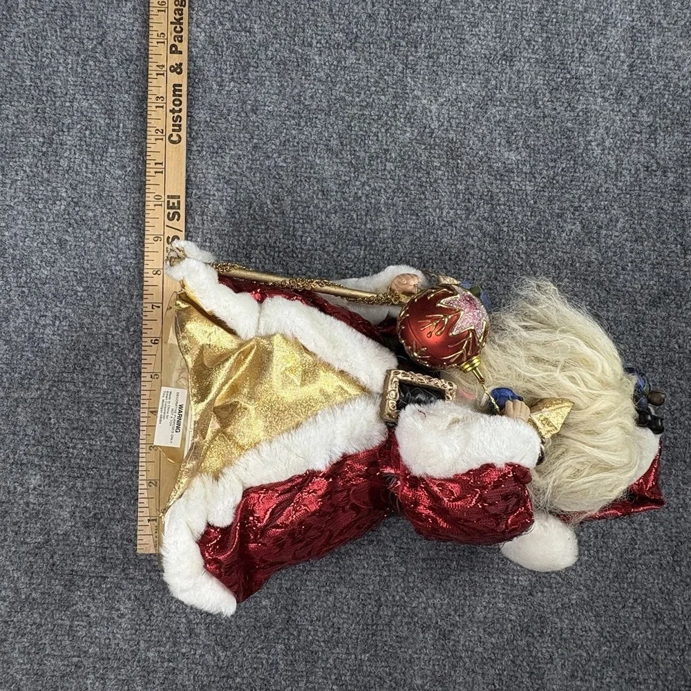 VTG Y2K Santa Claus Christmas‎ Figure or Tree Topper 12 Ornament Gold Staff 90s